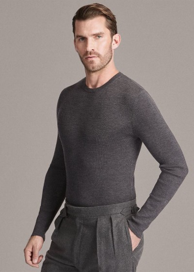 Ralph Lauren RLX Slim Ribbed Merino Striktrøje Herre Danmark (CXUQY7213)